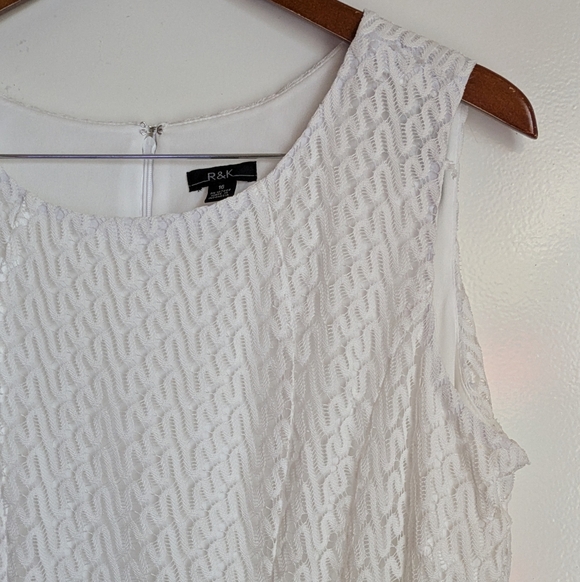 R&K Lace Sleeveless Pink Peach White Chevron Midi Dress 16 - Picture 4 of 16